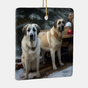 Anatolian Shepherd Snowy Sleigh Weihnachtsdekor Keramikornament