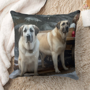 Anatolian Shepherd Snowy Sleigh Weihnachtsdekor Kissen