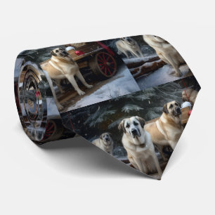 Anatolian Shepherd Snowy Sleigh Weihnachtsdekor Krawatte