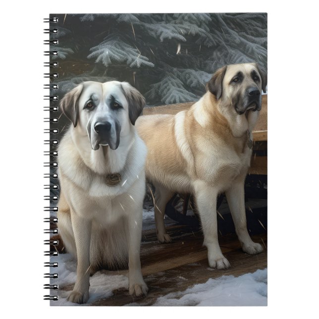 Anatolian Shepherd Snowy Sleigh Weihnachtsdekor Notizblock (Vorderseite)