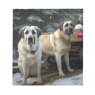 Anatolian Shepherd Snowy Sleigh Weihnachtsdekor Notizblock
