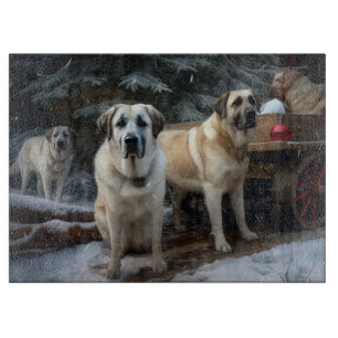 Anatolian Shepherd Snowy Sleigh Weihnachtsdekor Schneidebrett