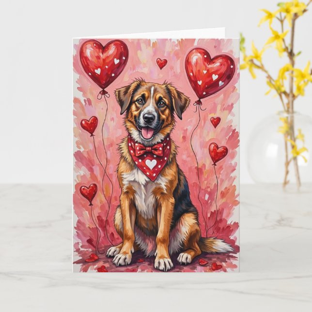 Anatolian Shepherd Valentine’s Day Dog with Hearts Karte (Gelbe Blume)