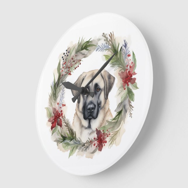Anatolian Shepherd Weihnachtsfeiertag Große Wanduhr (Winkel)