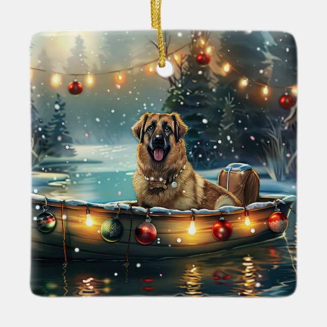 Anatolian Shepherd Weihnachtsfeiertage Keramikornament (Vorderseite)