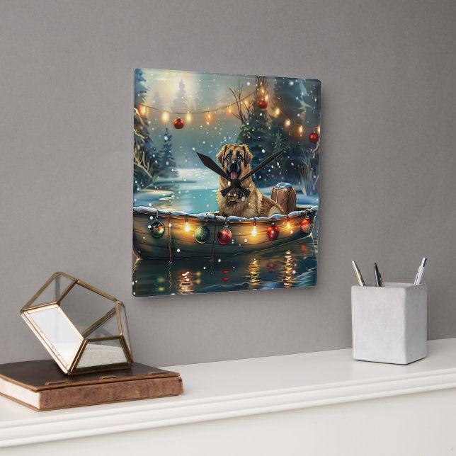 Anatolian Shepherd Weihnachtsfeiertage Quadratische Wanduhr (Büro)