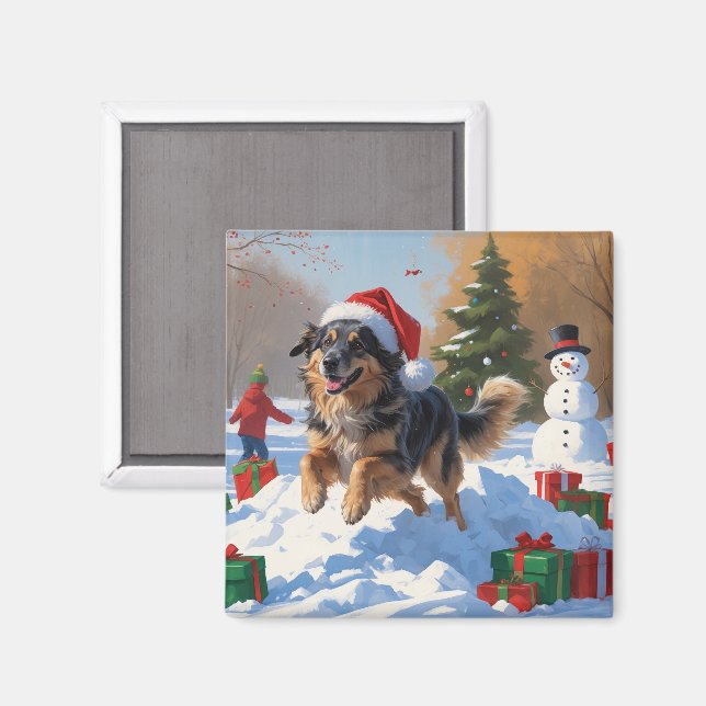 Anatolian Shepherd Weihnachtsfest Schnee Magnet (Vorderseite/Rückseite)