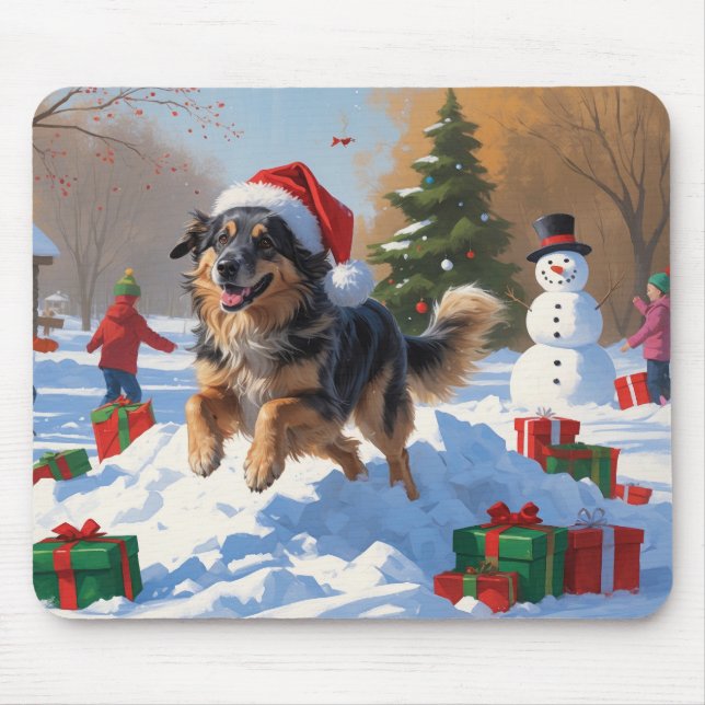 Anatolian Shepherd Weihnachtsfest Schnee Mousepad (Vorne)