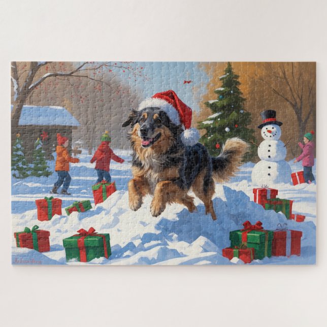 Anatolian Shepherd Weihnachtsfest Schnee Puzzle (Horizontal)