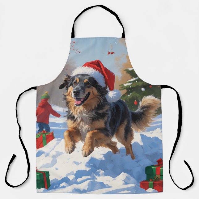 Anatolian Shepherd Weihnachtsfest Schnee Schürze (Vorderseite)