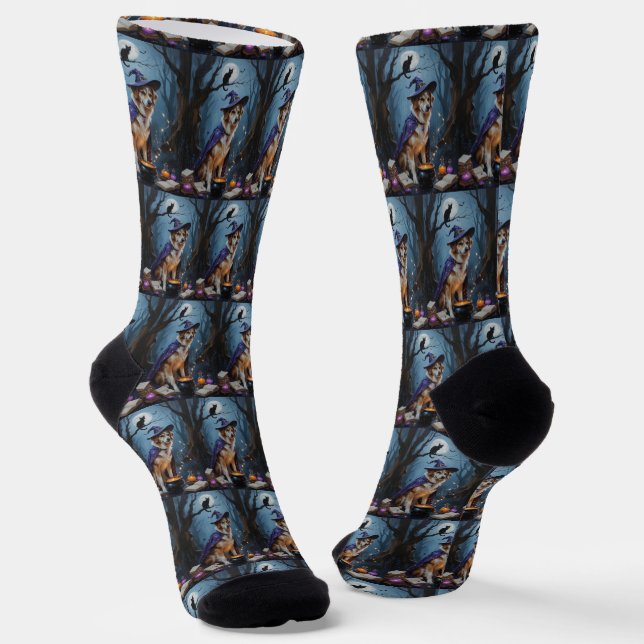 Anatolian Shepherd Whimsical Halloween Malerei Socken (Gewinkelt)