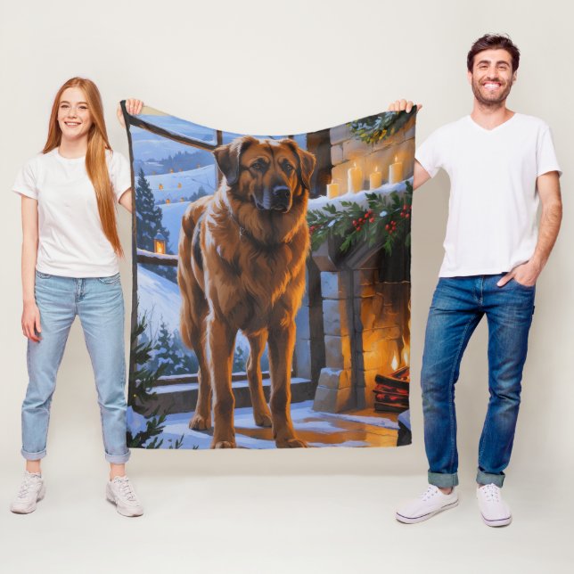 Anatolian Shepherd With Christmas Lights Holiday Fleecedecke (Beispiel)