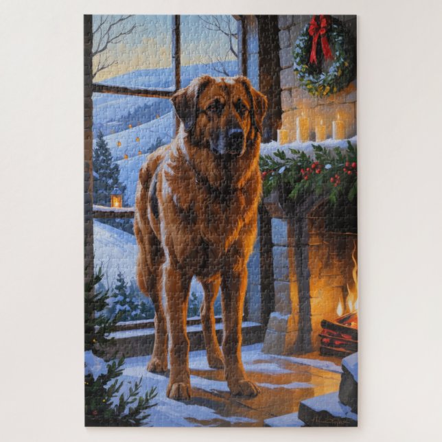Anatolian Shepherd With Christmas Lights Holiday Puzzle (Vertikal)