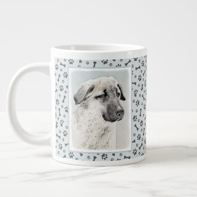 Anatolische Hirtenmalerei - Originelle Hundekunst Jumbo-Tasse (Links)