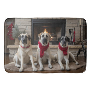Anatolischer Hirtenhund  am Kamin Weihnachten Badematte