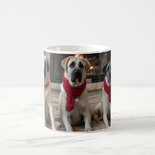 Anatolischer Hirtenhund am Kamin Weihnachten Kaffeetasse