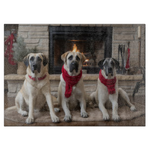 Anatolischer Hirtenhund  am Kamin Weihnachten Schneidebrett