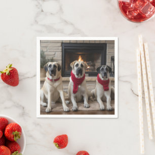 Anatolischer Hirtenhund  am Kamin Weihnachten Serviette