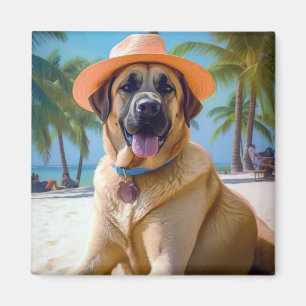 Anatolischer Hirtenhund am Strand, Sommergeschenk Magnet