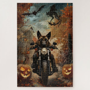 Anatolischer Hirtenhund fährt Motorrad Halloween Puzzle