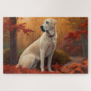 Anatolischer Hirtenhund im Herbst, fallende Blätte Puzzle