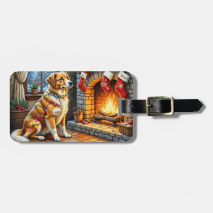 Anatolischer Hirtenhund Kamin mit Weihnachtslichte Gepäckanhänger