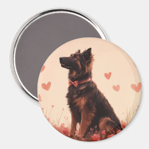 Anatolischer Hirtenhund mit Rosen - Valentinstag Magnet