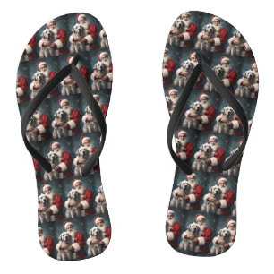 Anatolischer Hirtenhund mit Weihnachtsmann Weihnac Flip Flops