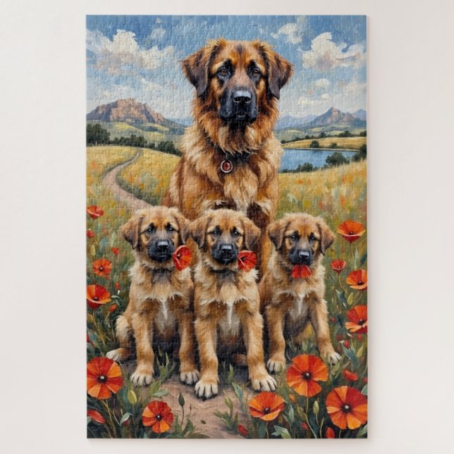 Anatolischer Hirtenhund Mohnfeld Kunst Puzzle (Vertikal)