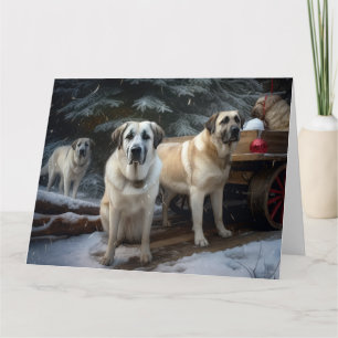 Anatolischer Hirtenhund Schnee Schlitten Weihnacht Karte