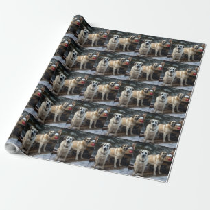 Anatolischer Hirtenhund Schneeschlitten Weihnachts Geschenkpapier