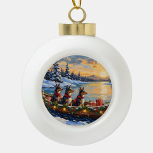 Anatolischer Hirtenhund Weihnachtsboot Urlaub Keramik Kugel-Ornament