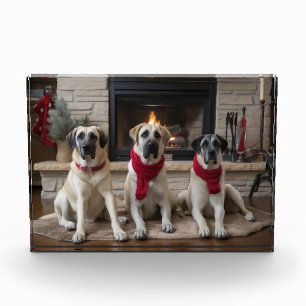 Anatolischer Schäferhund am Feuerplatz Weihnachten Fotoblock