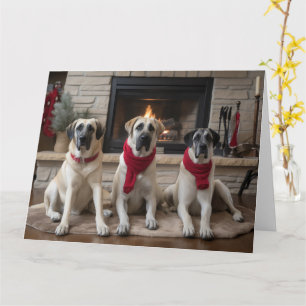 Anatolischer Schäferhund am Feuerplatz Weihnachten Karte