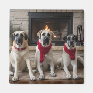 Anatolischer Schäferhund am Feuerplatz Weihnachten Magnet
