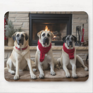 Anatolischer Schäferhund am Feuerplatz Weihnachten Mousepad
