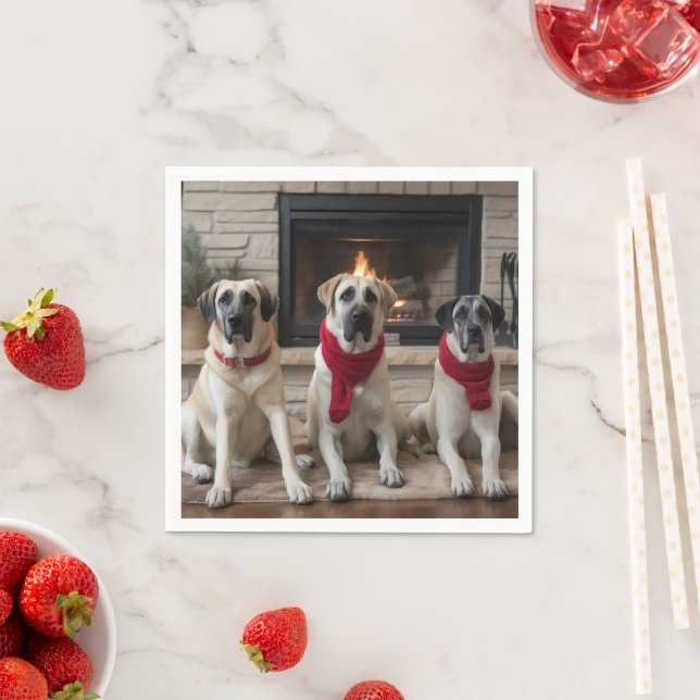 Anatolischer Schäferhund am Feuerplatz Weihnachten Serviette (Beispiel)