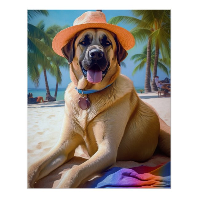 Anatolischer Schäferhund am Strand, Hundeliebhaber Poster (Vorderseite)