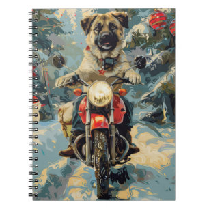 Anatolischer Schäferhund fährt Motorrad Weihnachte Notizblock