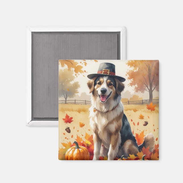 Anatolischer Schäferhund im Herbst verlässt Ernted Magnet (Vorderseite/Rückseite)