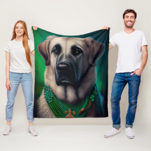 Anatolischer Schäferhund in St. Patrick's Day Dres Fleecedecke