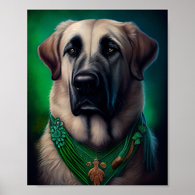 Anatolischer Schäferhund in St. Patrick's Day Dres Poster (Vorne)
