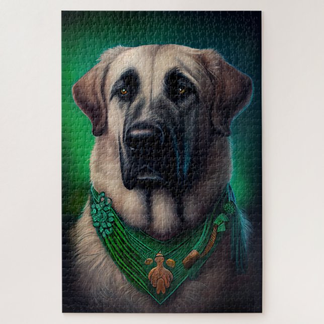 Anatolischer Schäferhund in St. Patrick's Day Dres Puzzle (Vertikal)