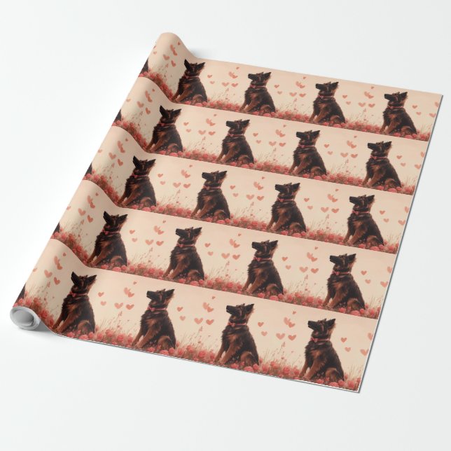 Anatolischer Schäferhund mit Rose - Valentinstag Geschenkpapier (Ungerollt)
