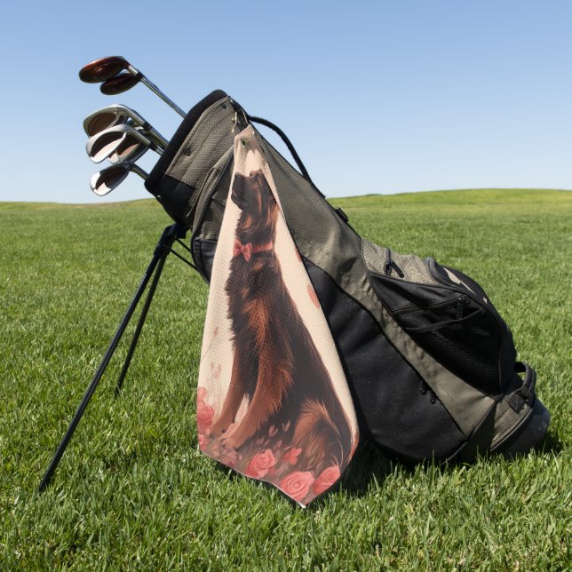 Anatolischer Schäferhund mit Rose - Valentinstag Golfhandtuch (Gras)