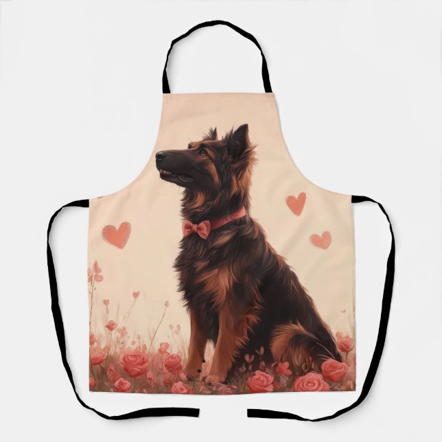 Anatolischer Schäferhund mit Rose - Valentinstag Schürze (Vorderseite)