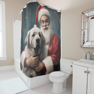Anatolischer Schäferhund mit Weihnachten des Weihn Duschvorhang