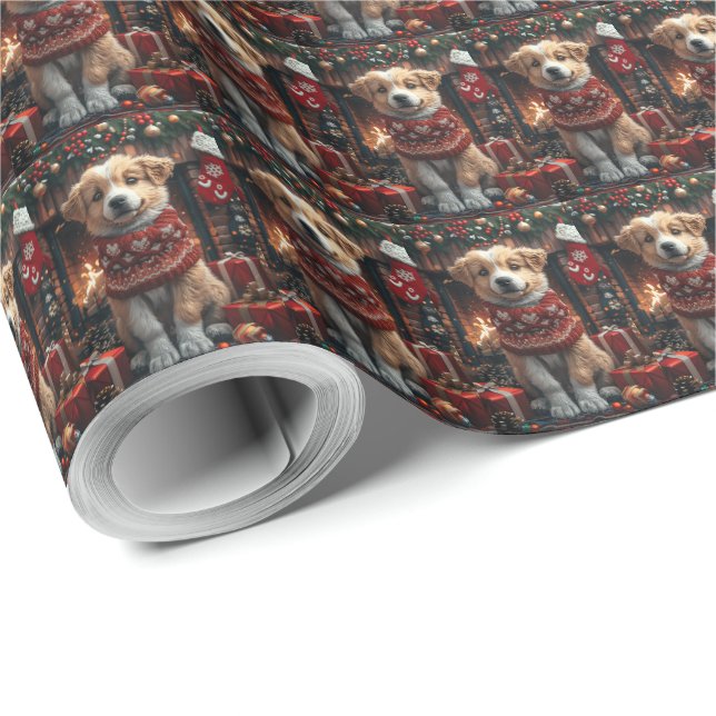 Anatolischer Schäferhund mit Weihnachtsgeschenken  Geschenkpapier (Rolleneckpunkt)
