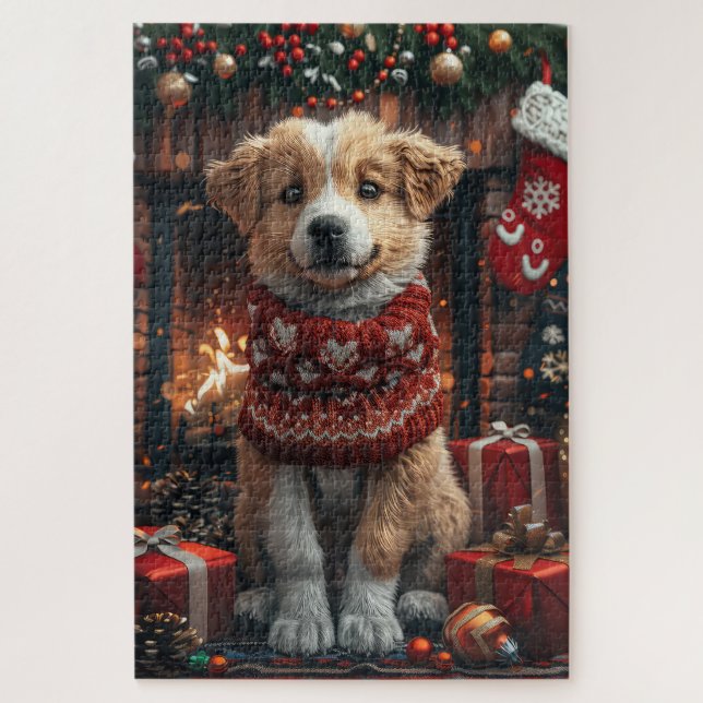 Anatolischer Schäferhund mit Weihnachtsgeschenken  Puzzle (Vertikal)