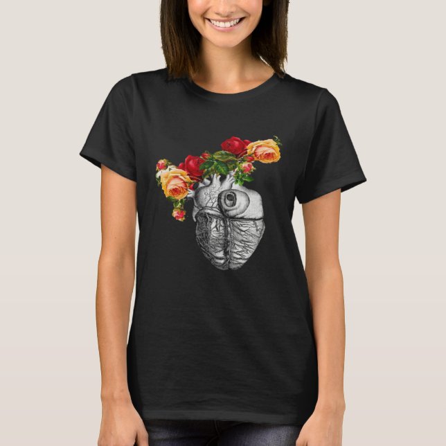 Anatomical Heart And Flowers Show Your Love Women  T-Shirt (Vorderseite)